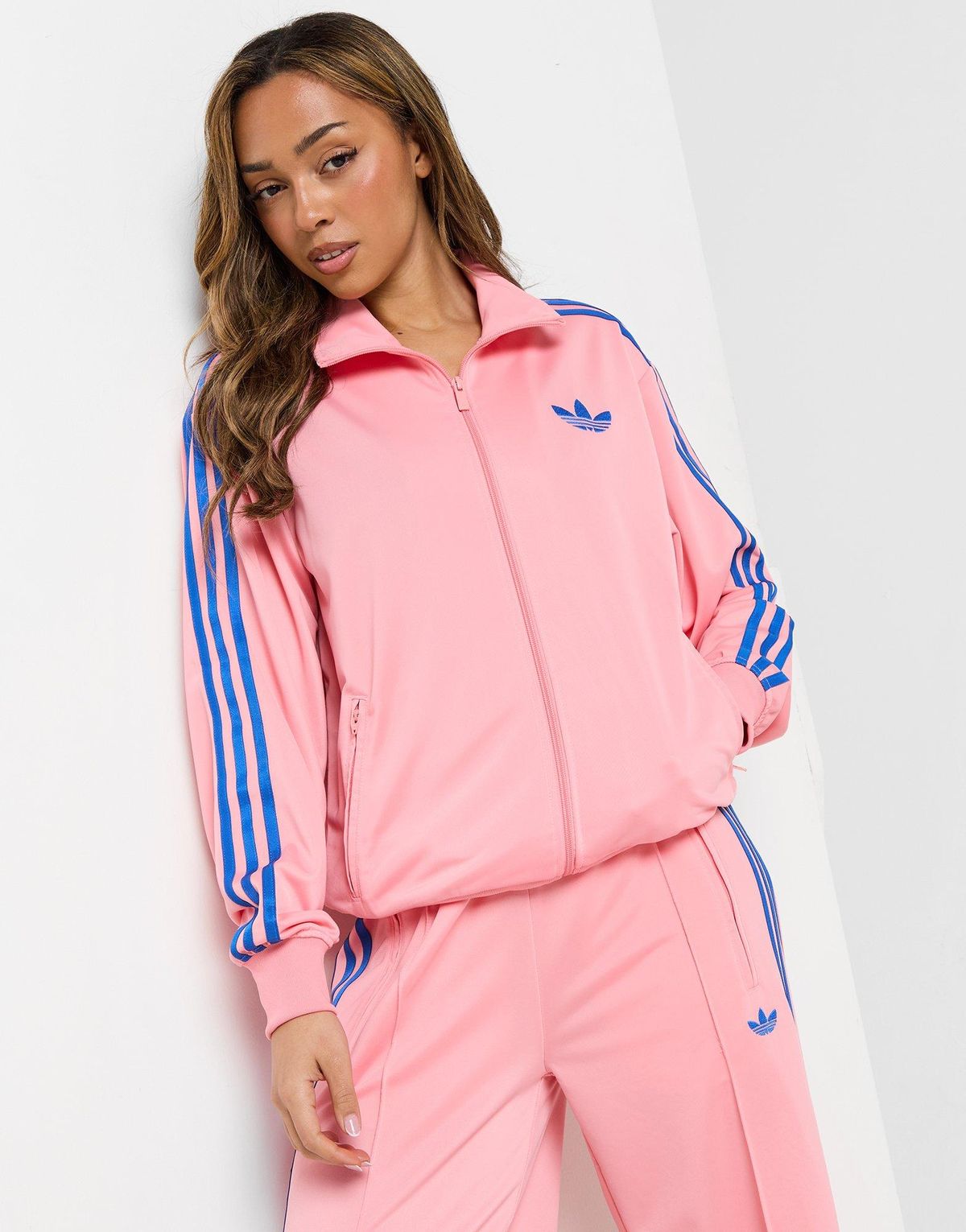 adidas Originals Firebird Loose track top in pink