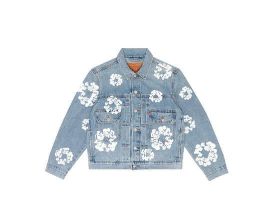 Denim Tears Type-2 All Over Wreath Trucker Jacket Light Was